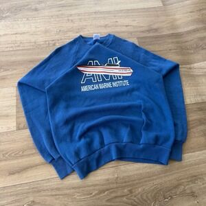 Vintage Jerzees American Marine Institute Daytona Beach FL Sweatshirt Blue L USA